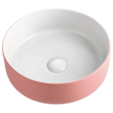 2021 Matte Pink outside Round 360 mm Dia top counter basin porcelain sink - 0