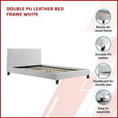 Double PU Leather Bed Frame White-3