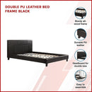 Double PU Leather Bed Frame Black-3