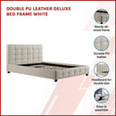Double PU Leather Deluxe Bed Frame White-3