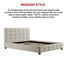 Double PU Leather Deluxe Bed Frame White-7