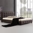 Double PU Leather Deluxe Bed Frame Brown-2