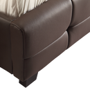 Double PU Leather Deluxe Bed Frame Brown-4