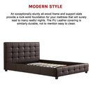 Double PU Leather Deluxe Bed Frame Brown-7