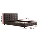 Double PU Leather Deluxe Bed Frame Brown-8