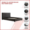 Double PU Leather Deluxe Bed Frame Black-3
