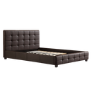 Queen PU Leather Deluxe Bed Frame Brown-1