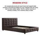Queen PU Leather Deluxe Bed Frame Brown-7