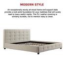 King PU Leather Deluxe Bed Frame White-7