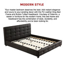 King PU Leather Deluxe Bed Frame Black-7