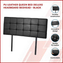 PU Leather Queen Bed Deluxe Headboard Bedhead - Black-3