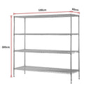 Modular Chrome Wire Storage Shelf 1500 x 600 x 1800 Steel Shelving-6