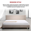 King Linen Fabric Bed Frame Beige-7