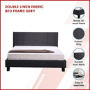 Double Linen Fabric Bed Frame Grey-3