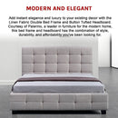 Linen Fabric Double Deluxe Bed Frame Beige-6