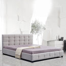 Linen Fabric King Deluxe Bed Frame Beige-2