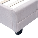 Linen Fabric King Deluxe Bed Frame Beige-5