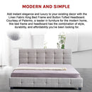 Linen Fabric King Deluxe Bed Frame Beige-7