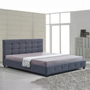 Linen Fabric King Deluxe Bed Frame Grey-2