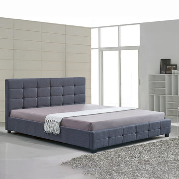 Linen Fabric King Deluxe Bed Frame Grey - 0