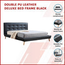 Double PU Leather Deluxe Bed Frame Black-3