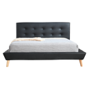 Queen PU Leather Deluxe Bed Frame Black-6