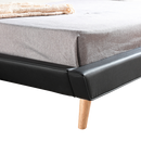 King PU Leather Deluxe Bed Frame Black-5