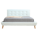 Queen PU Leather Deluxe Bed Frame White-6