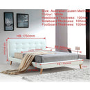 Queen PU Leather Deluxe Bed Frame White-8