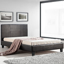 King Single PU Leather Bed Frame Brown-2