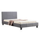 King Single Linen Fabric Bed Frame Grey-1
