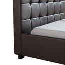 King Single PU Leather Deluxe Bed Frame Brown-4