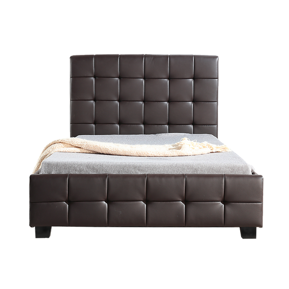 King Single PU Leather Deluxe Bed Frame Brown
