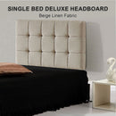 Linen Fabric Single Bed Deluxe Headboard Bedhead - Beige-6