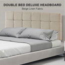 Linen Fabric Double Bed Deluxe Headboard Bedhead - Beige-5