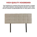 Linen Fabric King Bed Deluxe Headboard Bedhead - Beige-9