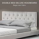 Linen Fabric Double Bed Deluxe Headboard Bedhead - Beige-5