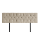 Linen Fabric King Bed Deluxe Headboard Bedhead - Beige-8