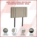 Linen Fabric Single Bed Deluxe Headboard Bedhead - Beige-3