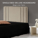 Linen Fabric Single Bed Deluxe Headboard Bedhead - Beige-5