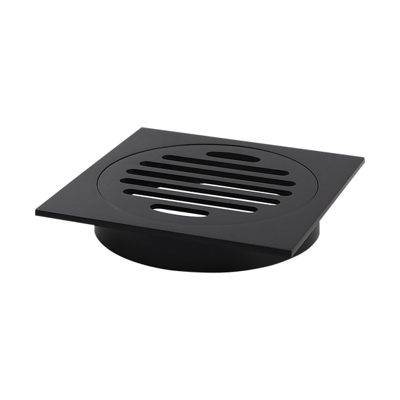 Square Black Floor Grate Drain 110 mm Full Brass Construction