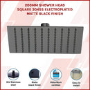 200mm Shower Head Square 304SS Electroplated Matte Black Finish-3