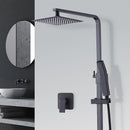 WELS 8" Rain Shower Head Set Square Dual Heads Faucet High Pressure With Mixer-2