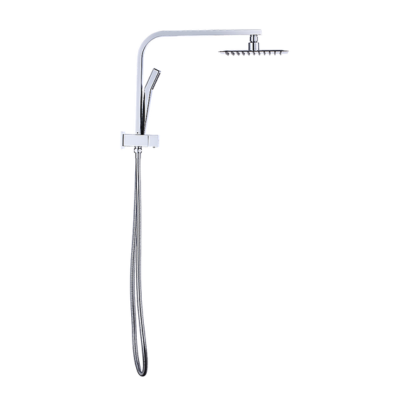 WELS 8" Rain Shower Head Set Square Dual Heads Faucet High Pressure Hand Held