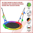 1m Tree Swing in Multi-Color Rainbow Kids Indoor/Outdoor Round Mat Saucer Swing-3
