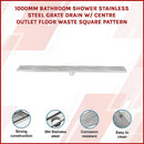 1000mm Bathroom Shower Stainless Steel Grate Drain w/Centre outlet Floor Waste Square Pattern-3