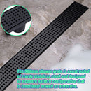 900mm Bathroom Shower Black Grate Drain w/Centre outlet Floor Waste Square Pattern-5