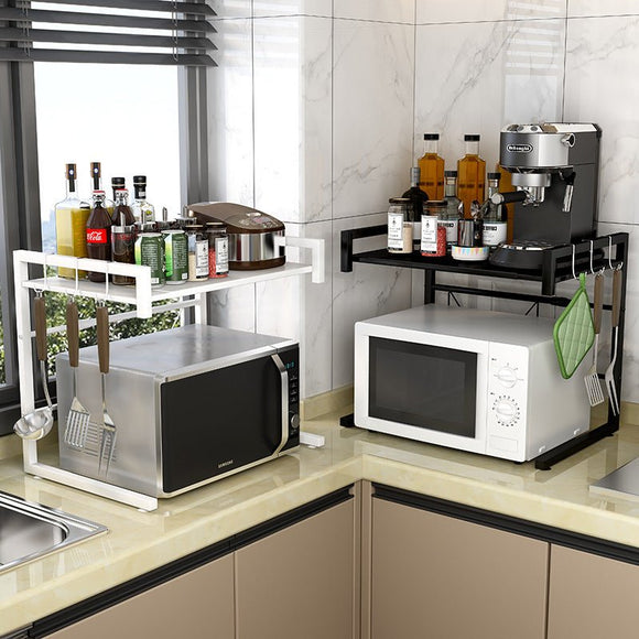 Adjustable Microwave Oven Storage Shelf Black - RnR Galore