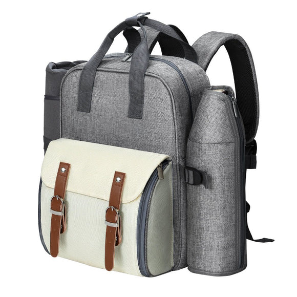 Alfresco 4 Person Picnic Basket Set Backpack Bag Insulated Grey - RnR Galore