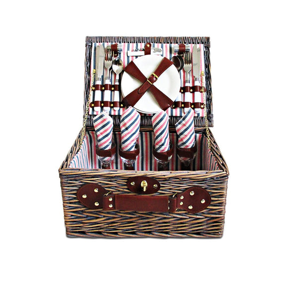 Alfresco 4 Person Picnic Basket Set Insulated Blanket Bag - RnR Galore